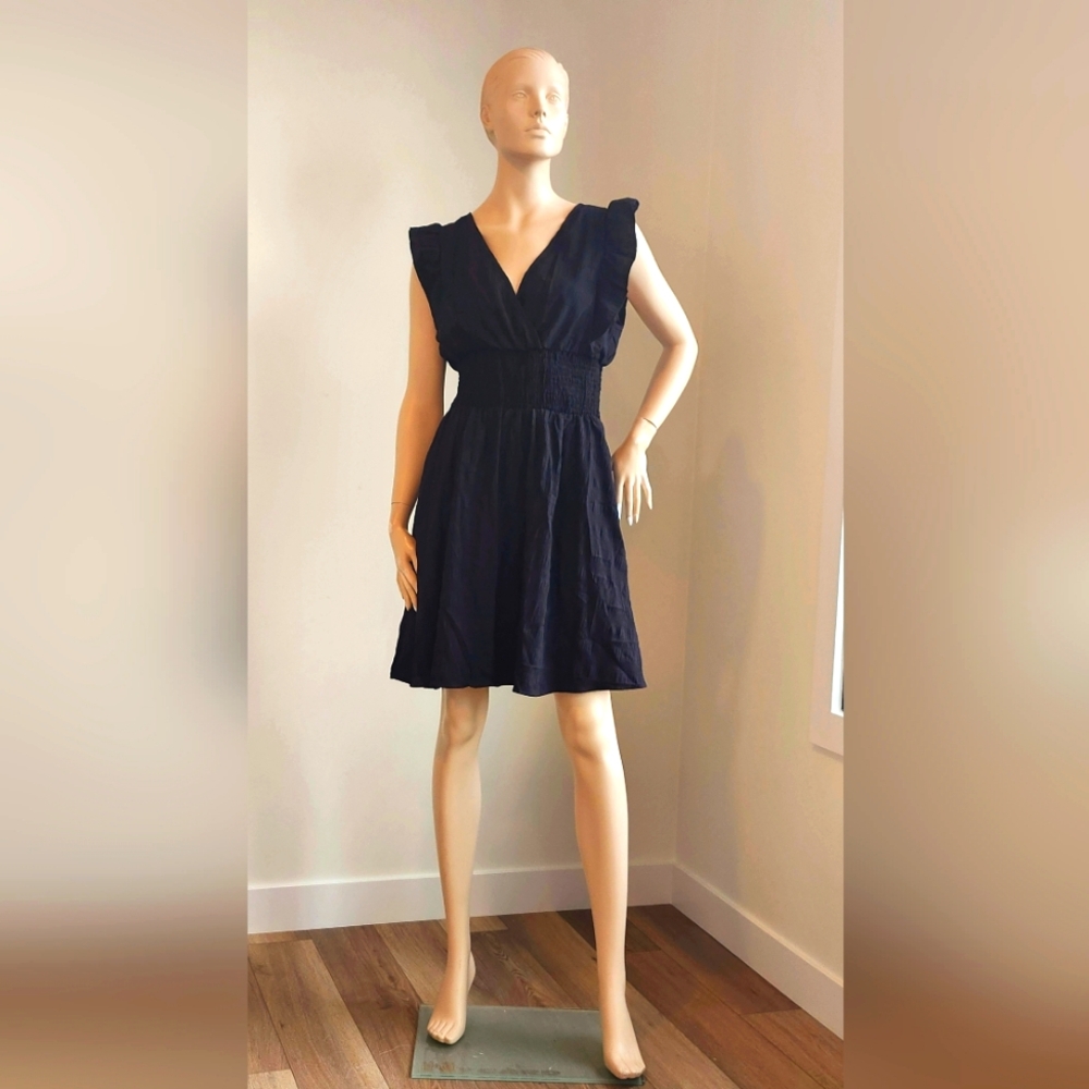 Black ruched-waist dress (NWT)